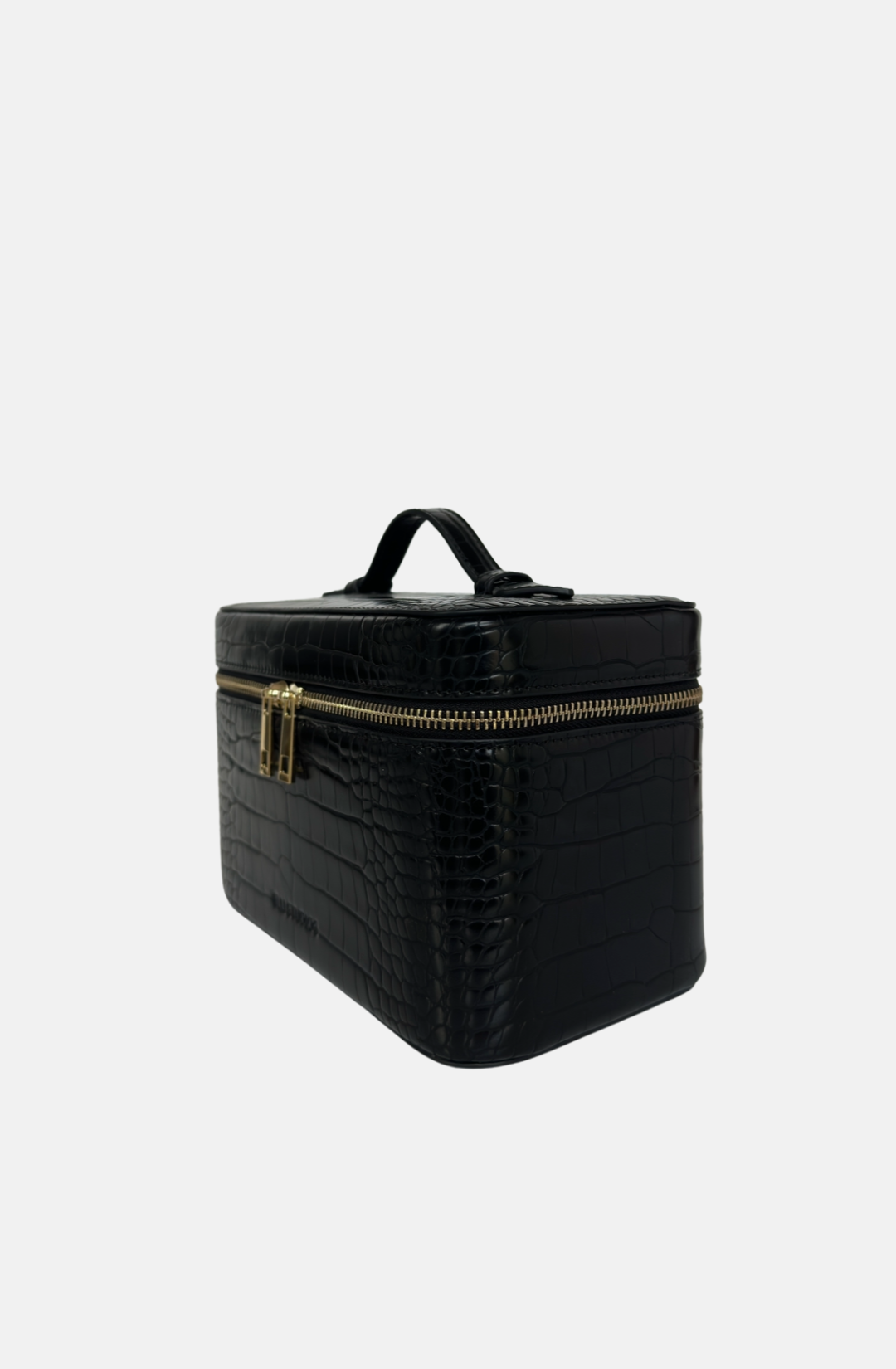 Sleek black vanity case for travel