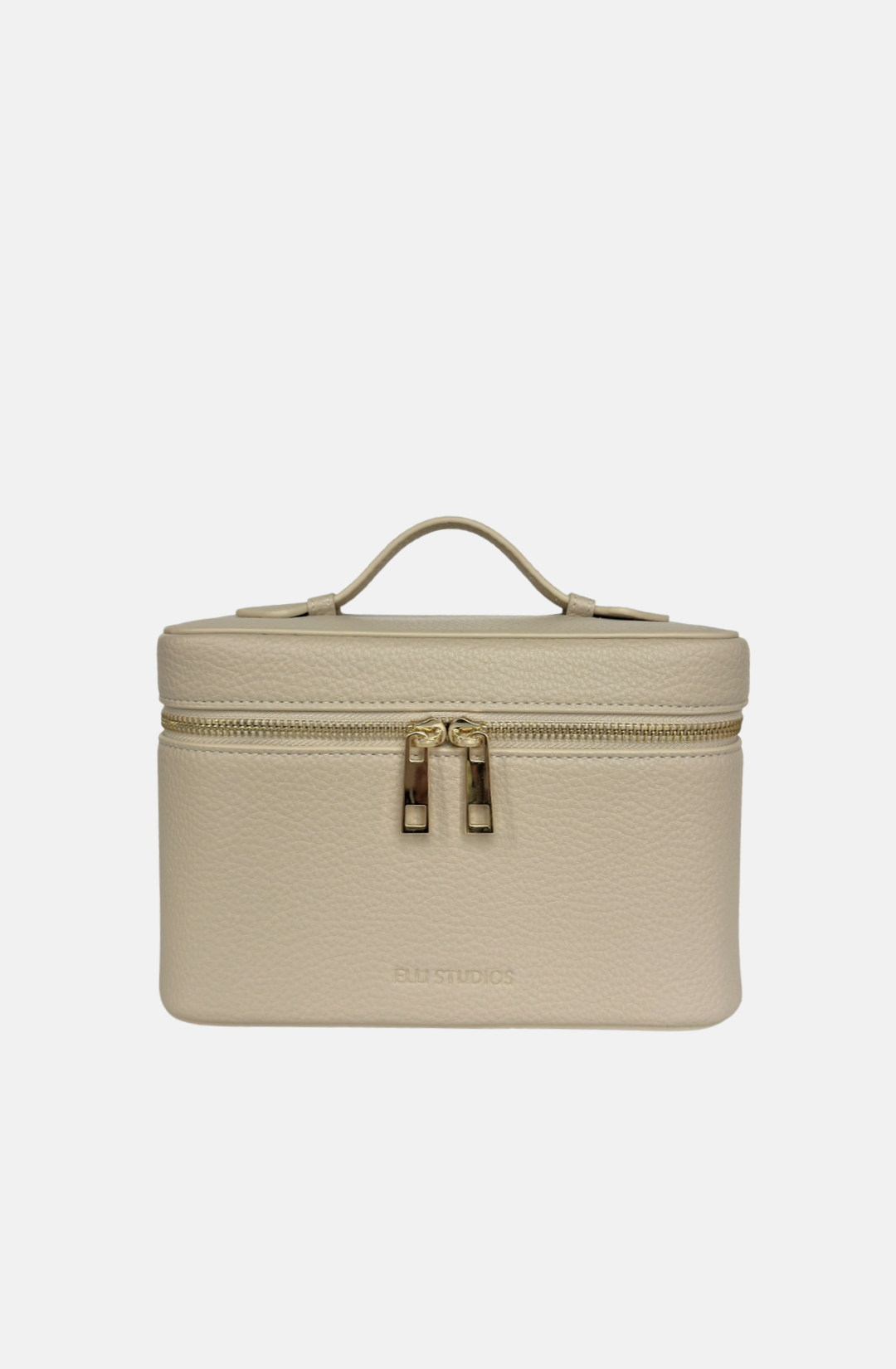 Soft cream mini vanity case with structured shape for makeup, travel, and daily essentials